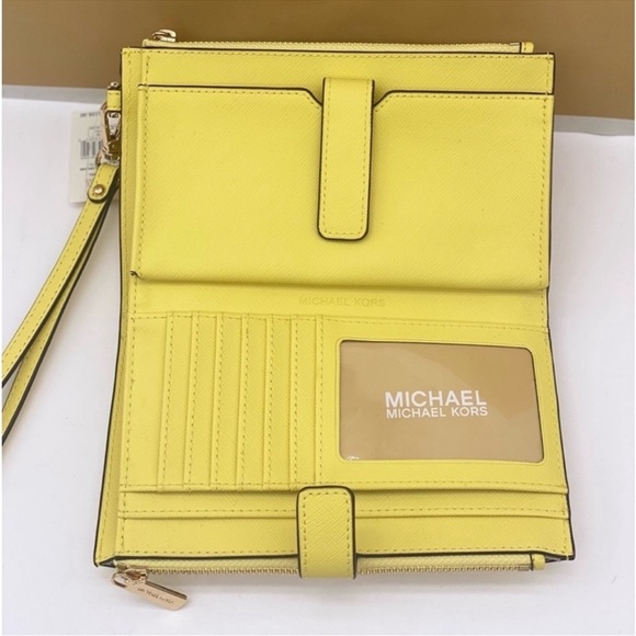 Michael Kors DoubleZip Wallet Wristlet Phone Case Sunshine - Picture 6 of 11